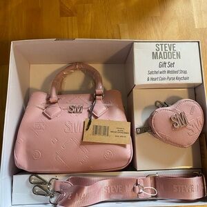Steve Madden Blush Pink Satchel and Heart Coin-Purse Set